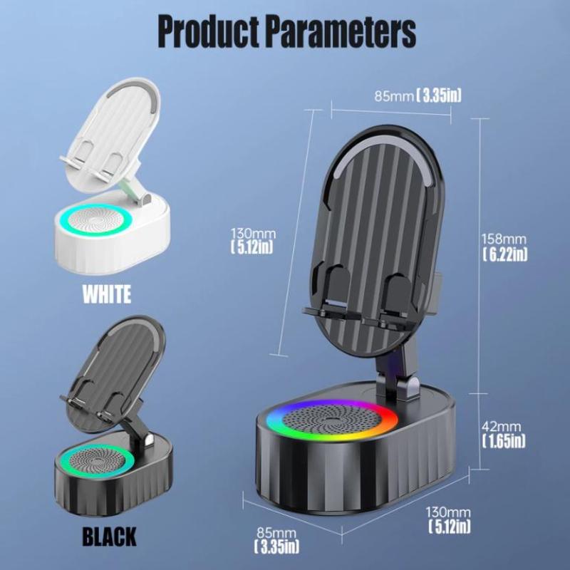 Induction Bluetooth Speaker With Phone Stand 6 In 1 Phone Holder 360° Stand Base 3000Mah Power Bank