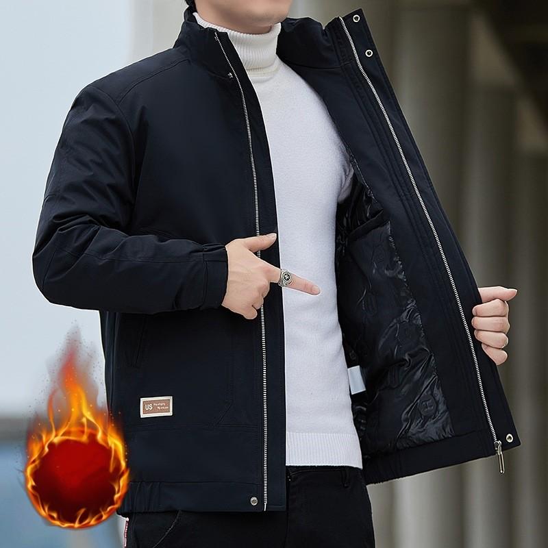 

Зимняя куртка с воротником-стойкой, большого размера, на хлопковой подкладке, мужская спортивная, для отдыха, для бизнеса, плюс, толстый флисовый верх 2XL чёрный