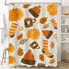 Autumn Harvest Charm: Festive Pumpkin, Knit Hats, and Leaves Pattern Shower Curtain for a Cozy Fall Bathroom Décor
