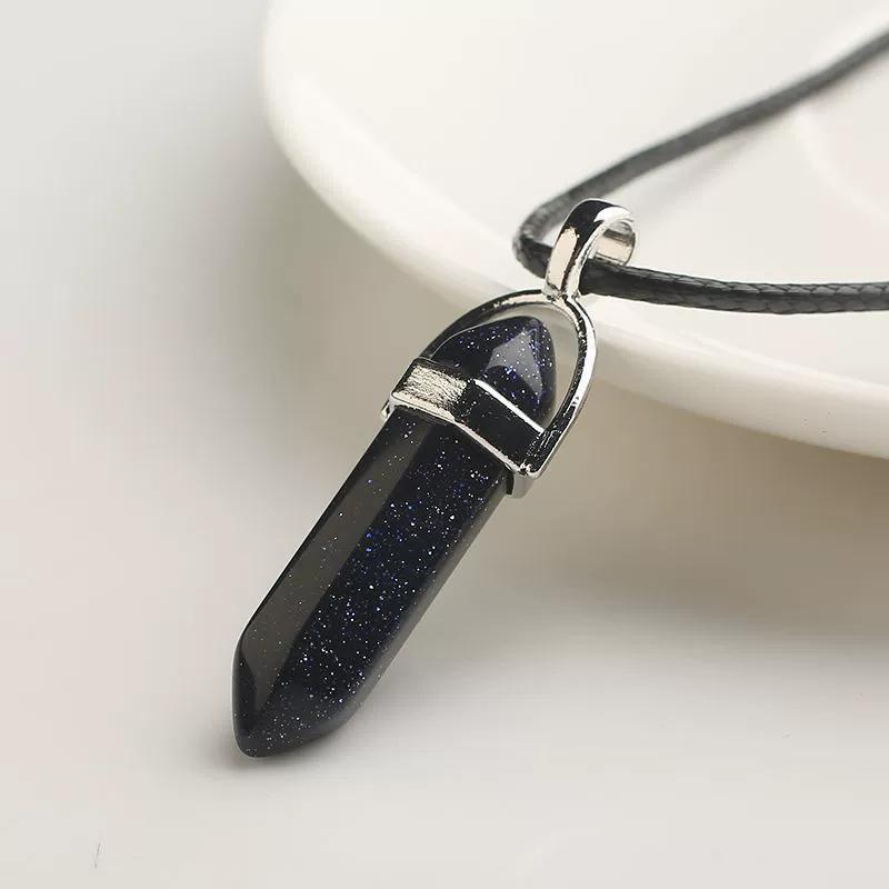 Fashion Natural Tiger Eye Stone Quartz Crystal Agates Hexagonal Column Shape Pendant Necklace for Jewelry Making