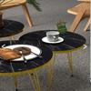 Nesting Table 3-Set Gold Wire Leg Black Gold