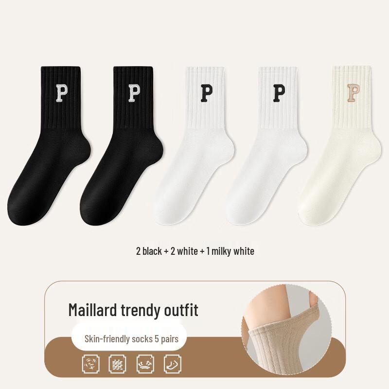 Ya Lu Women s 5-Pack Warm Mid-Calf Cotton Socks