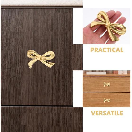 DOITOOL Brass Bow Shape Cabinets Knobs Gold Drawer Pulls Decorative Bow Knobs Cupboard Pull Handles for Home Kitchen Cabinet Hardware Cupboard