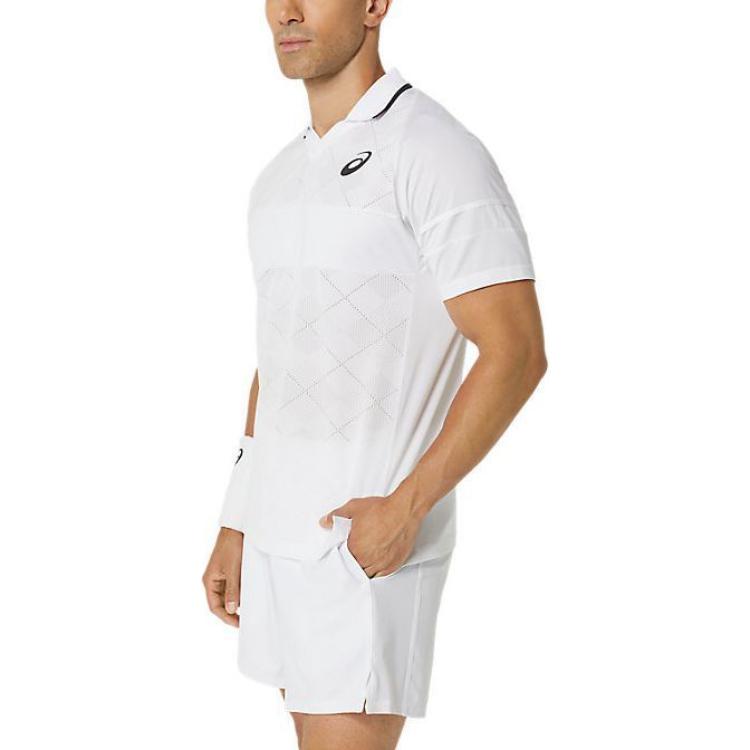 Asics Match Actibreeze Polo Shirt Printed Logo Solid Color Comfortable Short Sleeve Polo Men tops Bright-White 2041A283-100