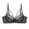 French Underwear Women's Sexy Ultra-thin Sponge-free Transparent Lace Underwear Large Chest Small Large Size Bra Cover Bra