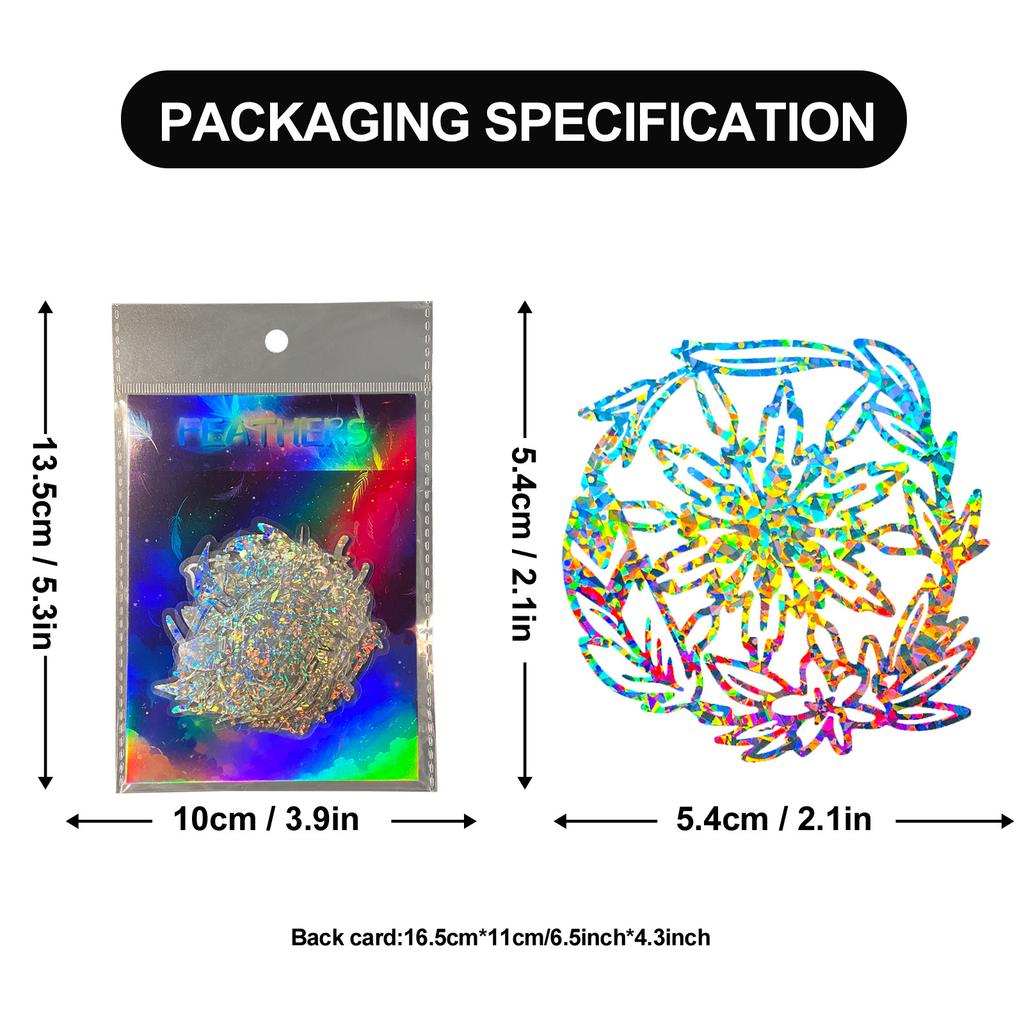 50 Silver Laser Transparent Feather Stickers Temu Aurora Laser Feather Hot Silver Goo Card
