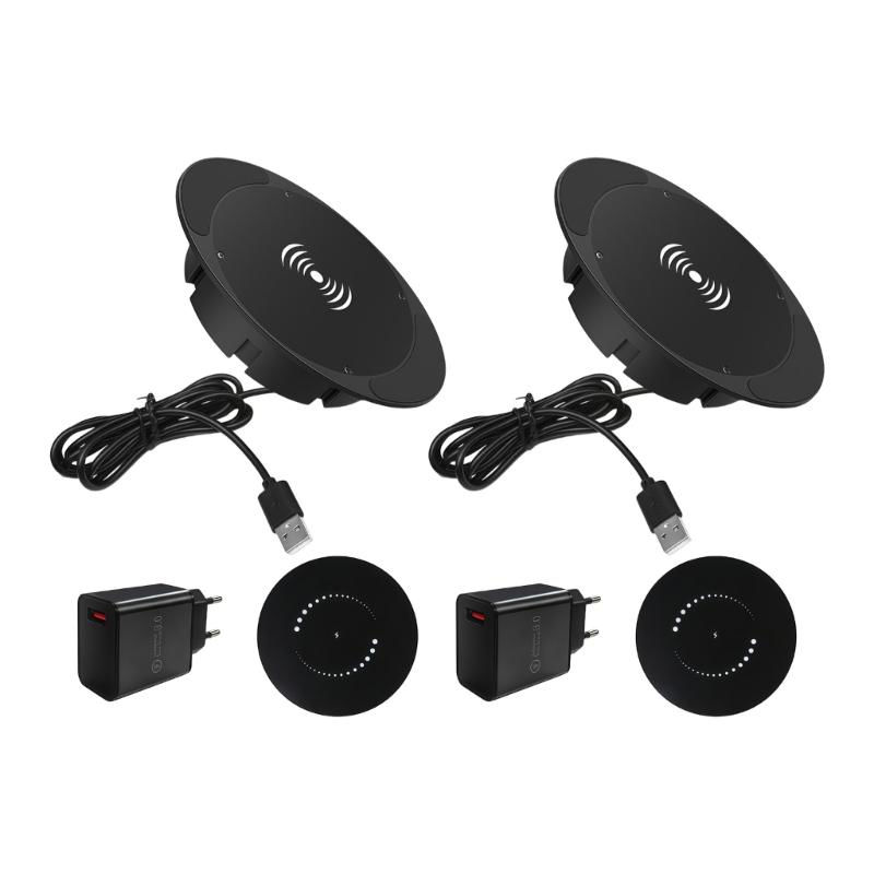 Universal Hide Wireless Phone Chargers 10W Quick Charge Under Desk Install For Multiple Surfaces Keep Workspaces Clean