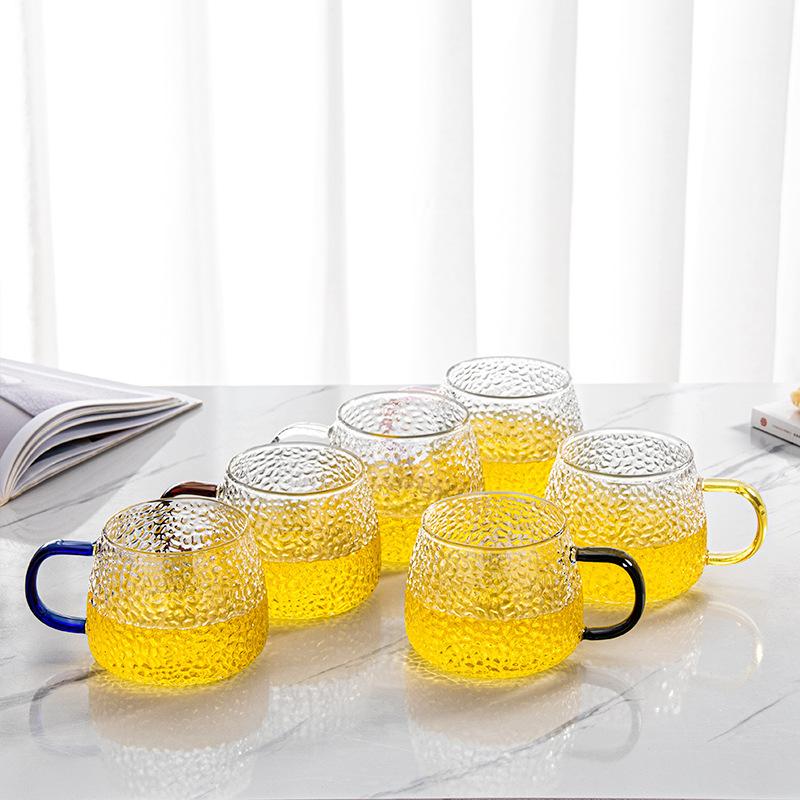 Hammer Pattern Pineapple Cup High Borosilicate Glass Juice Cup Drink Cup Office Flower Tea Brew Tea Cup Household Single Layer Cup