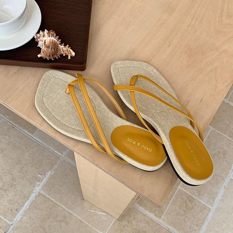 Fashion Footwear Slides Women Flats Slippers Shoes Summer Beach Female Flip Flops Fashion Square Toe Ladies Flats Slippers Sandals Shoes