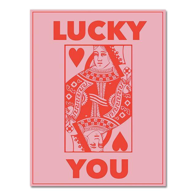 Nordic Abstract Poster Line Face Canvas Painting Wall Art Pink Style Letter Lucky You Pictures For Living Room Modern Decorative No Frame