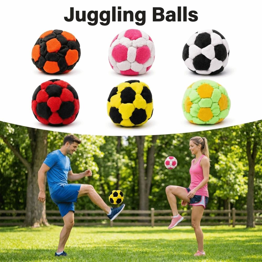 6cm Beginner Juggling Ball Football Shape Footbag Sacks Soft Juggling Balls  Group Playing