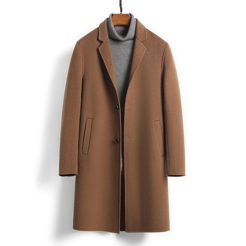 Suit Double-sided Woolen Coat Pure Wool Cashmere Coat Mid-autumn Long Woolen Coat for Men