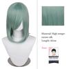 40cm Anime Synthetic White Purple Cosplay Wigs Short Green Hair Straight Silver Wig Pink Hairpiece Short Wig with Bangs