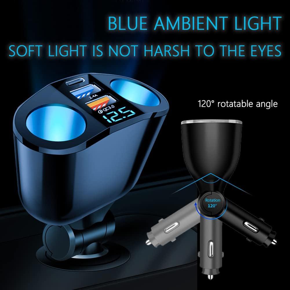 Quick Charge Car Charger 2.4A Auto Cigarette Lighter Adapter PD QC3.0 12V-24V Phone Charger Socket for Mobile Phone DVR Charging