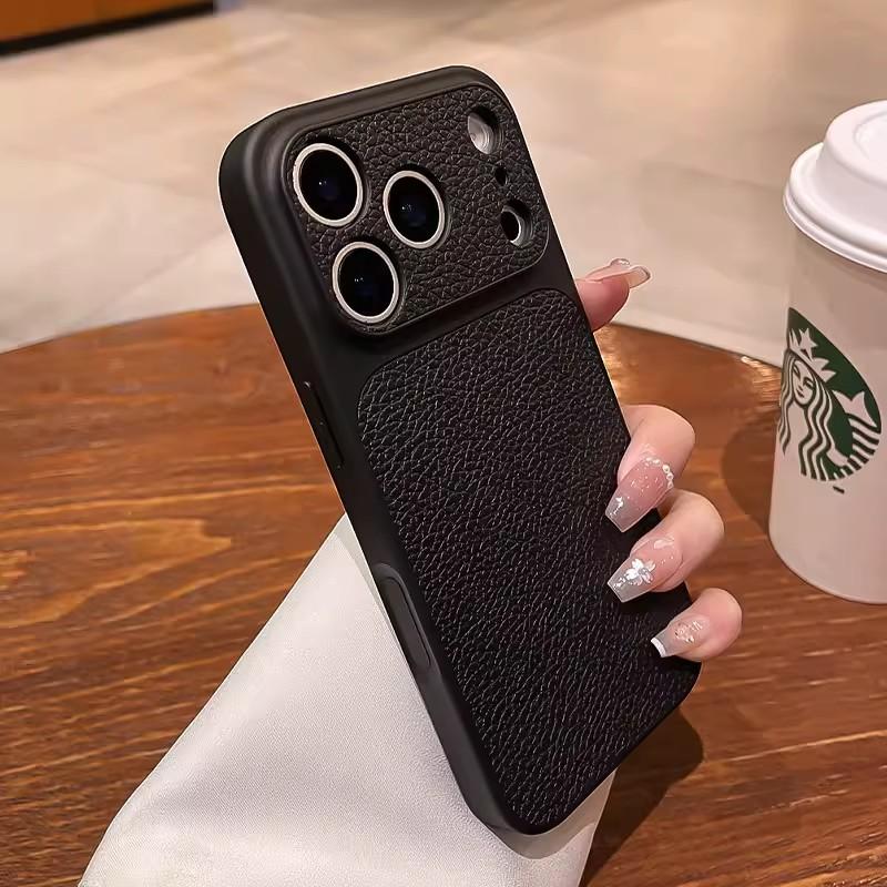 Applicable to iPhone18PROMAX mobile phone case, lychee pattern leather, Apple 17 Corning matte all-inclusive protective case 16.