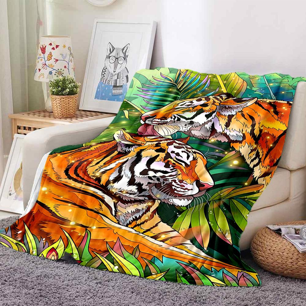 1PC Tiger Print Blanket, Throw For Sofa, Bed, Travel, Printing Blanket With Soft And Warm Fabric yy250918133