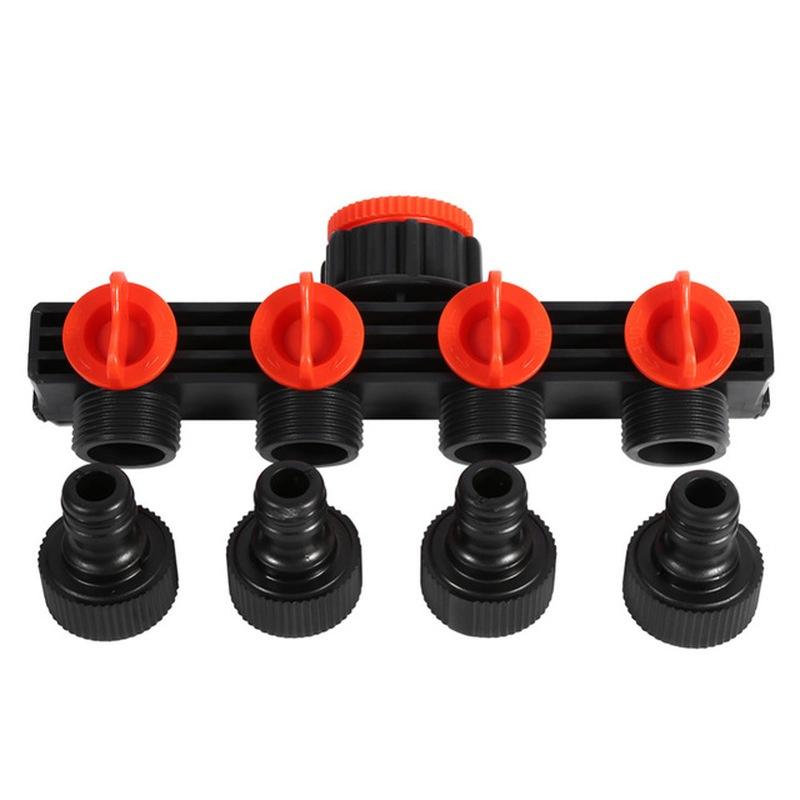 Hot Garden 4 Way Tap Connectors Hose Pipe Splitter Plastic Drip Irrigation Water Connector