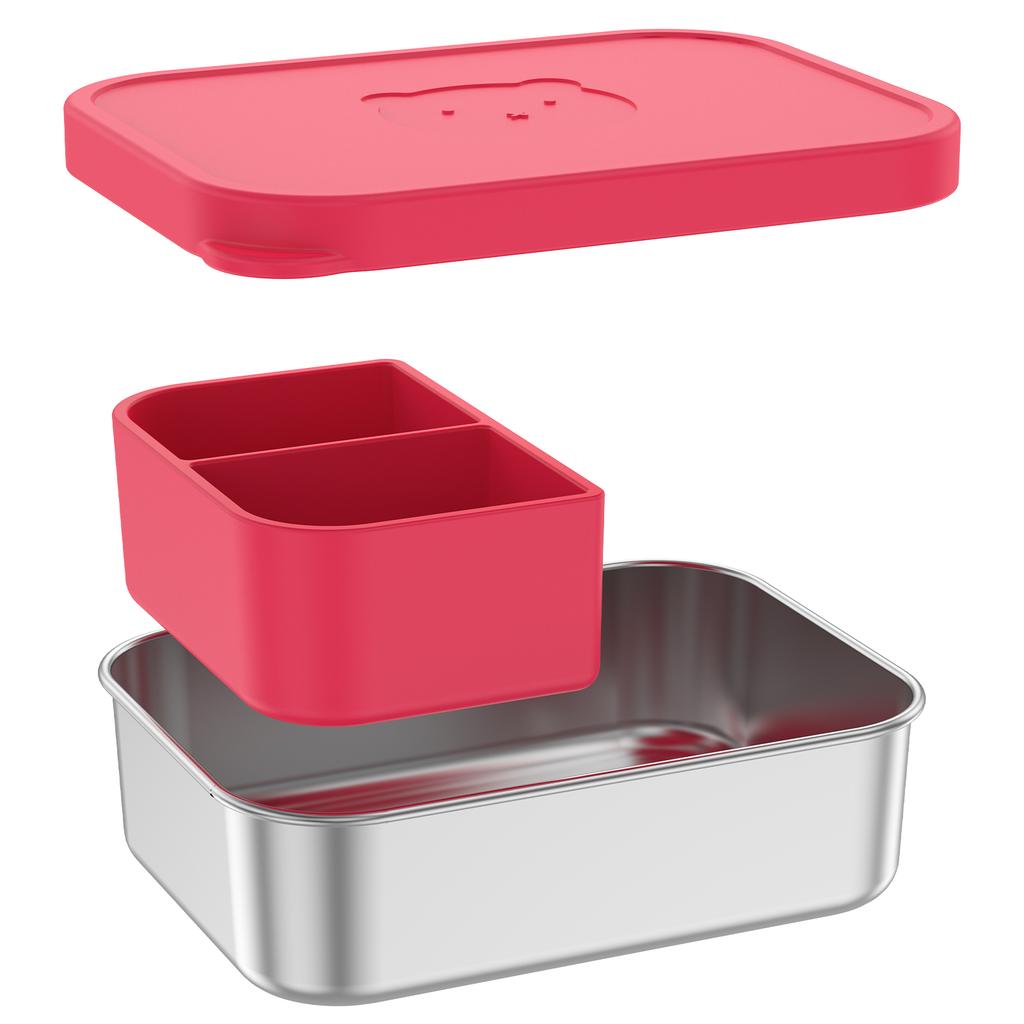 Stainless Steel Lunch Box with Silicone Lid Leak Proof Snack Food Container Picnic Meal Box for School Office Travel Bento Boxes