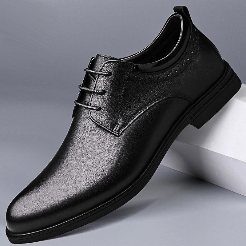 Fashion Lace Up Oxford Shoes Genuine Leather Men Casual Shoes Comfortable Mens Business Shoes Luxury Brand Formal Dress Footwear
