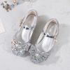 Butterfly Flower Single Shoe Style New Girls' Leather Shoes, Princess Shoes with a Single Strap and Snowflake Cartoon Design