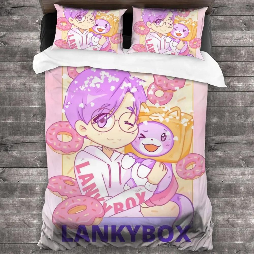 

3D Lankybox Foxy Boxy All Season Twin Bedding Collection Single Twin Full Queen King Size Bed Collection Aldult Kid Bedroom Duvetcover Collections 175X220cm-3pcs