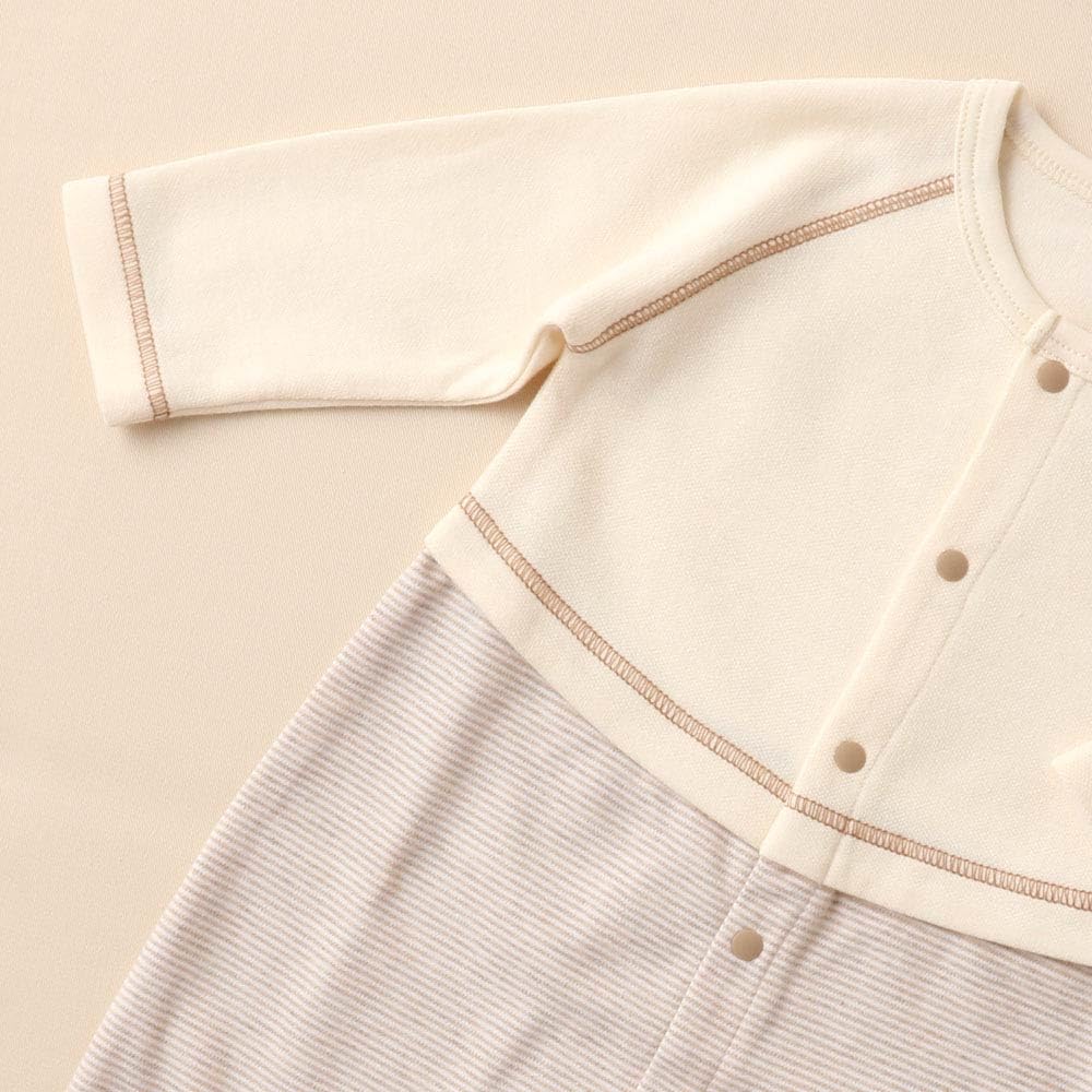 Cream De Coco In Cardboard Knit Smooth Striped Newborn Baby Stylish Romper for and Size [Made Japan] & Coverall, Clothes, Cute, Warm, 100% Cotton,