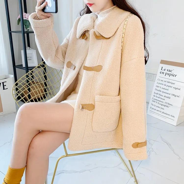 Autumn Winter Women Sweet Lamb Woolen Jacket Kawaii Soft Bear Ears Hooded Coats Girls Cute Outwear