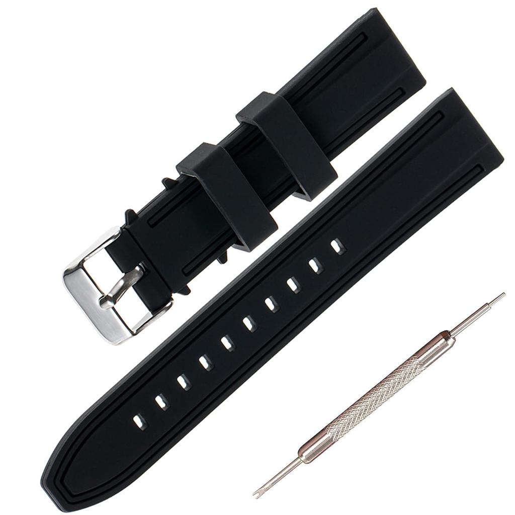 Jumpsunfun 20mm Rubber Watch Band with Silicone Quick Sporty Replacement Black Release, Strap,