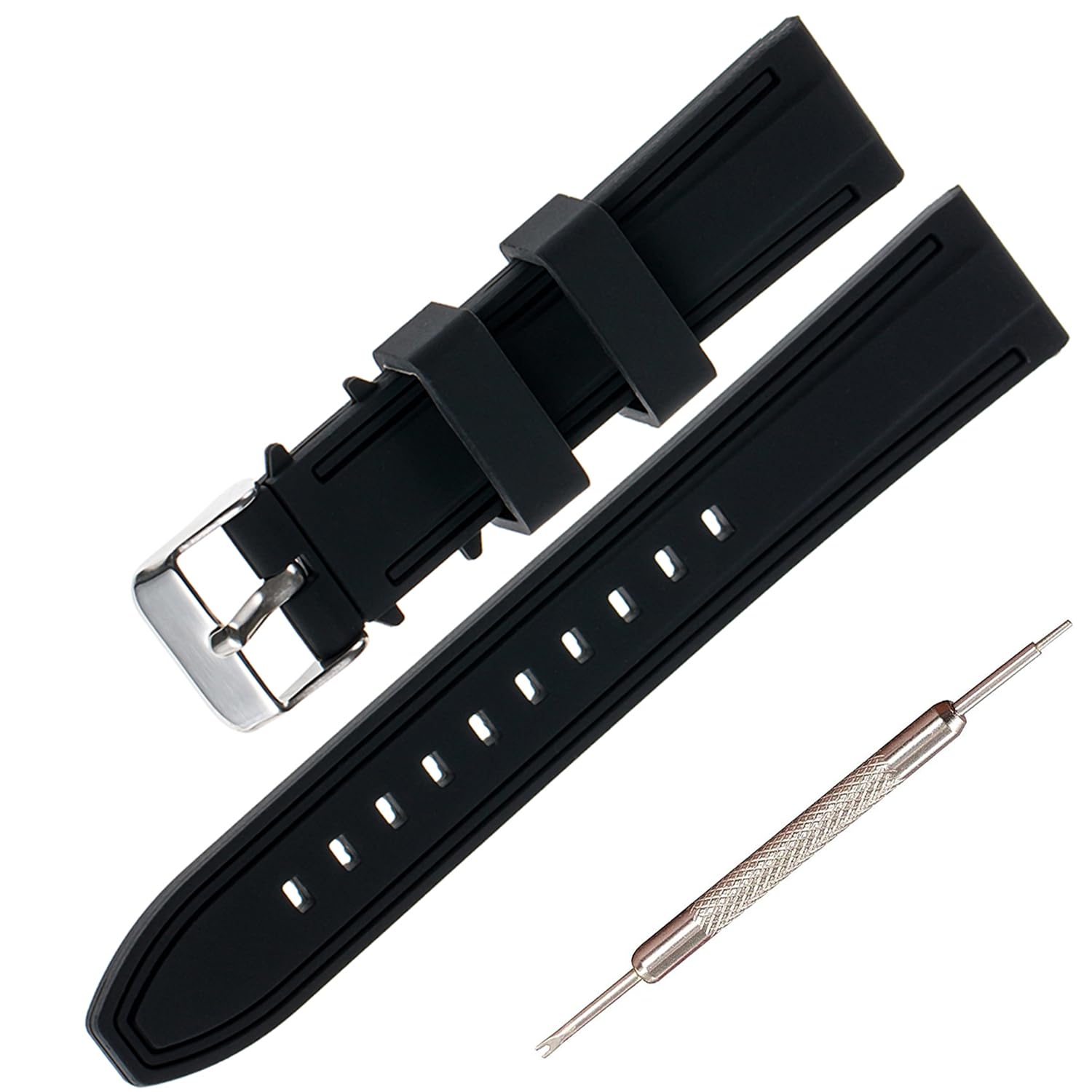 

Jumpsunfun 20мм Резиновый ремешок для часов с силиконовым быстрым спортивным сменным черным релизом, ремешок, чёрный