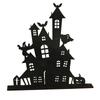 AEE4-Halloween Holzornamente Dekorative Holzsilhouette Skizze Spukhaus Schreibtischdekoration