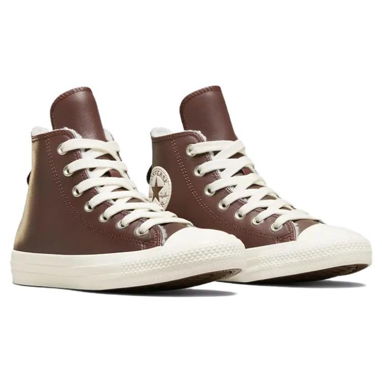 Converse Chuck Taylor All Star Kožené Vysoké S Faux Fur Podšívkou - Eternal Earth Brown Dámské Tenisky Egret A07946C
