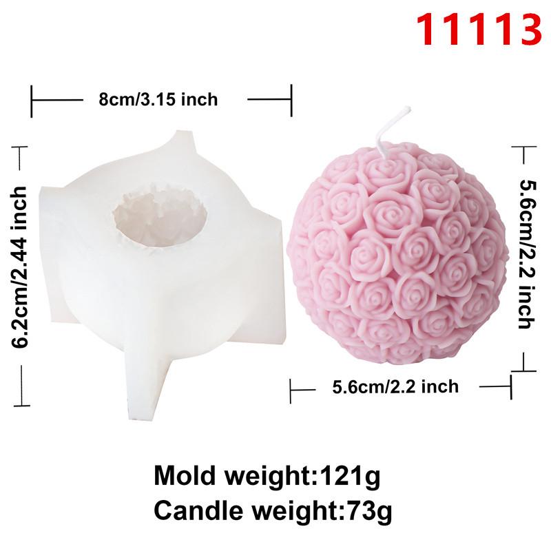3D Rose Flower Ball Candle Silicone Mold DIY Gypsum Aromatherapy Resin Soap Mould Valentine's Rose Column Gift Home Decor