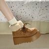 Winter Klobige Plateau Damen Pelz Schneestiefel Warm halten Dicke Sohle Warme Baumwolle Kurze Stiefeletten Schuhe Mujer