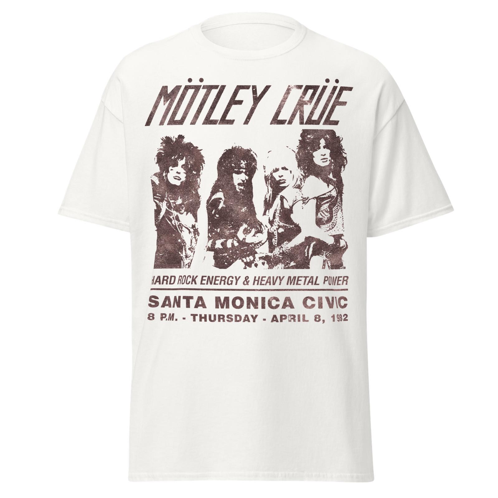 Stakes Motley Crue 82 Santa Monica Jumbo Print T-Shirt T-Shirt White New XXXL