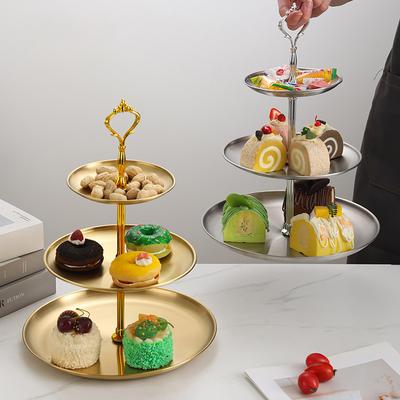 Three-layer Stainless Steel Cake Tray, Cake, Snack Plate, Birthday, Wedding Party Dessert Stand, Table Dessert Display Stand