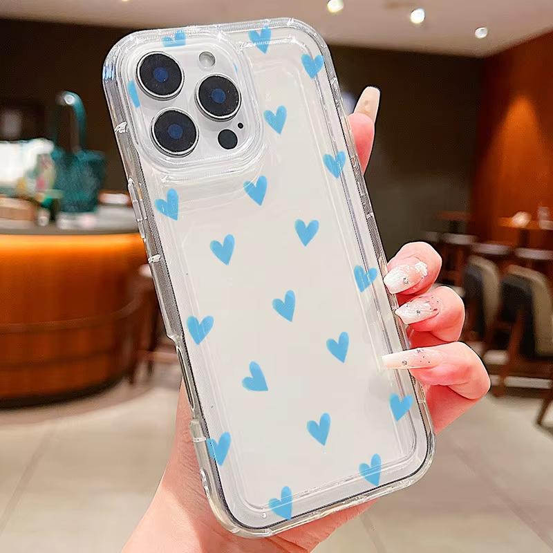 Heart Stamp Aesthetic Clear Phone Case For iPhone 17 Air 16 e 15 14 13 12 11 Pro Max Plus Mini SE Soft Clear Cover Girls Gift