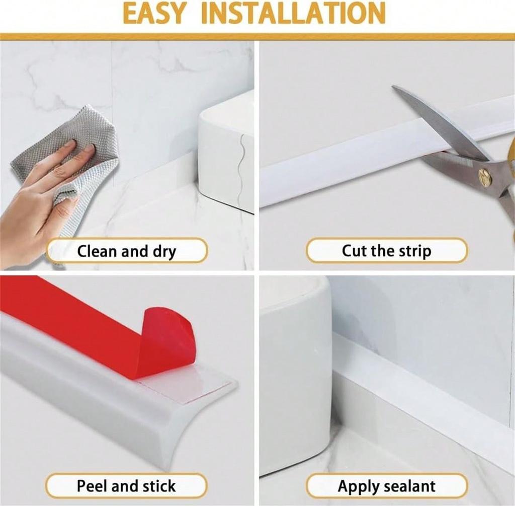 1pc1m/39.37 Inch Self-adhesive Waterproof Strip, Decorative Waterproof Strip for Dry Wet Separation Sealing Seam
