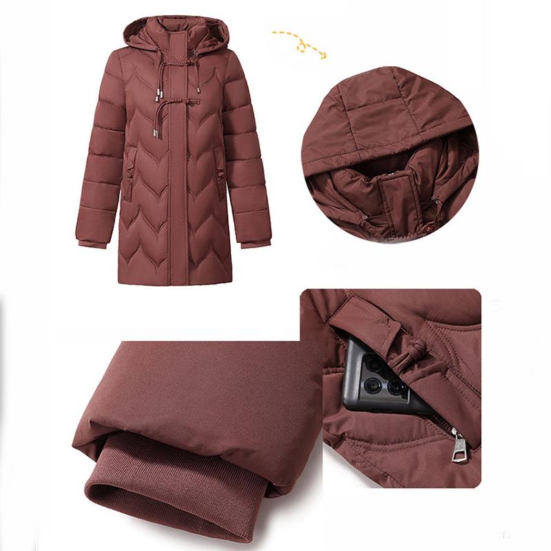 Winter Fashion Slim-fit Hooded Down Cotton-padded Jacket Women's Thickened Warm Temperament Medium Length Coat