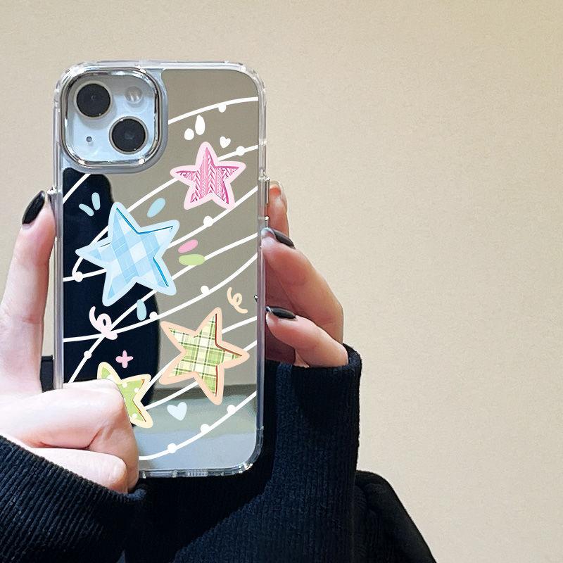 Colored Stars for iPhone17promax Mobile Phone Case 16 Niche 14/13 Apple 15 All-inclusive Makeup Mirror