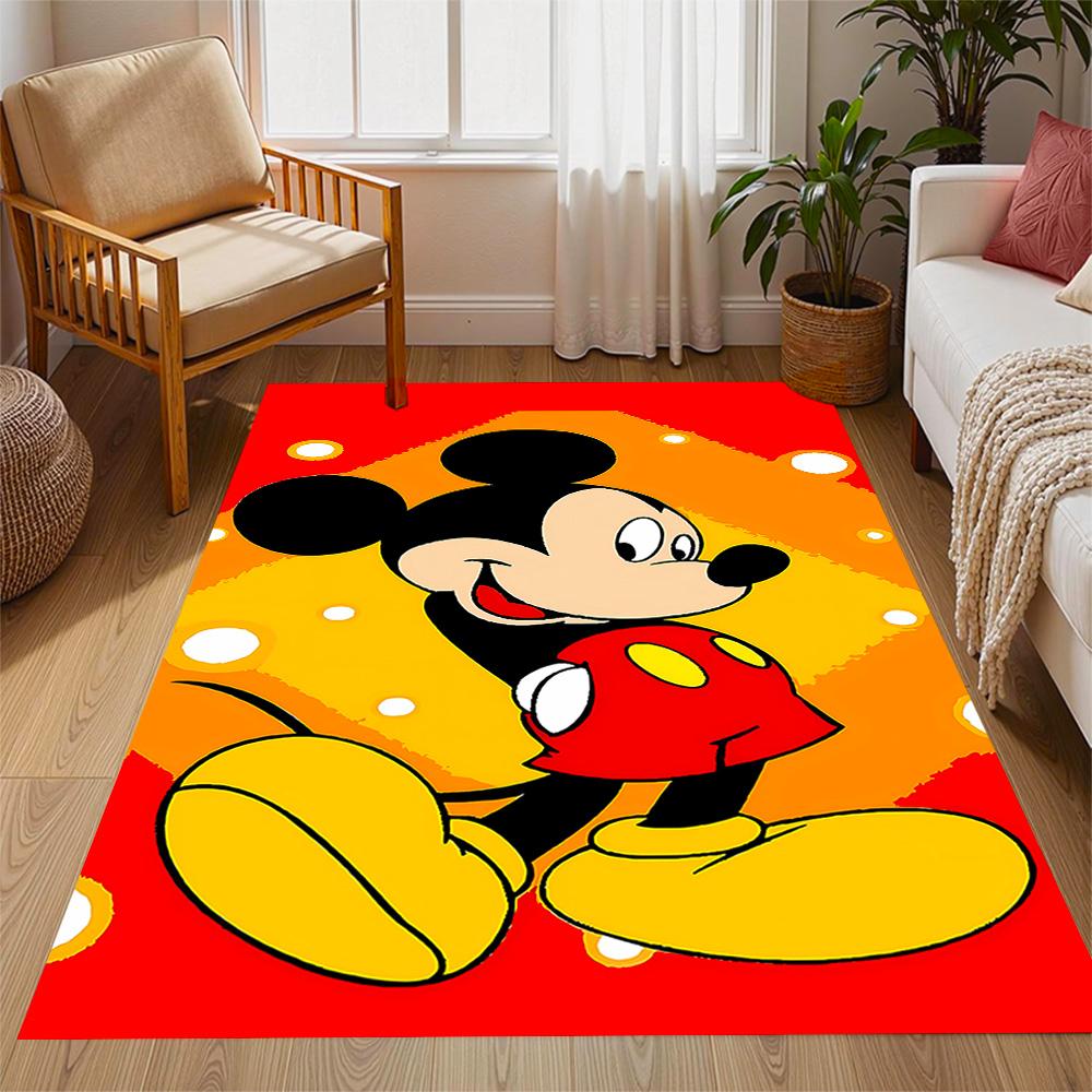 Mickey Mouse In Starry Night Disney Cartoon Theme Anti-Slip Rug - Polyester, Home Decor, Suitable for Bedrooms, Living Rooms, Doorways, and Studios