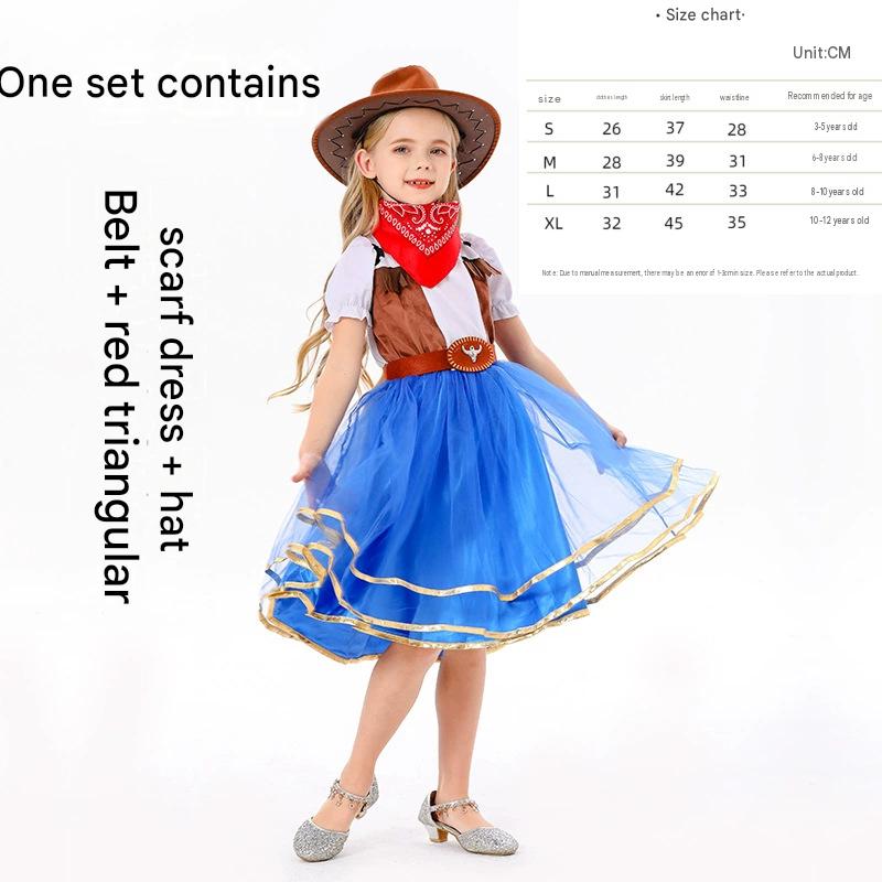 Kids Halloween Princess Cowgirl Dress Cosplay Party Costume Hot Sale Role Play Outfit