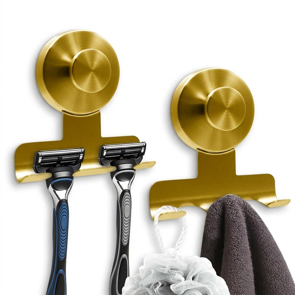 Detachable Stainless Steel Razor Holder with Reusable Suction Cup Hook for Shower