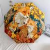 0106 Fox Family  pattern, automatic folding umbrella, portable and foldable design, 8 ribs, a Christmas or birthday gift.