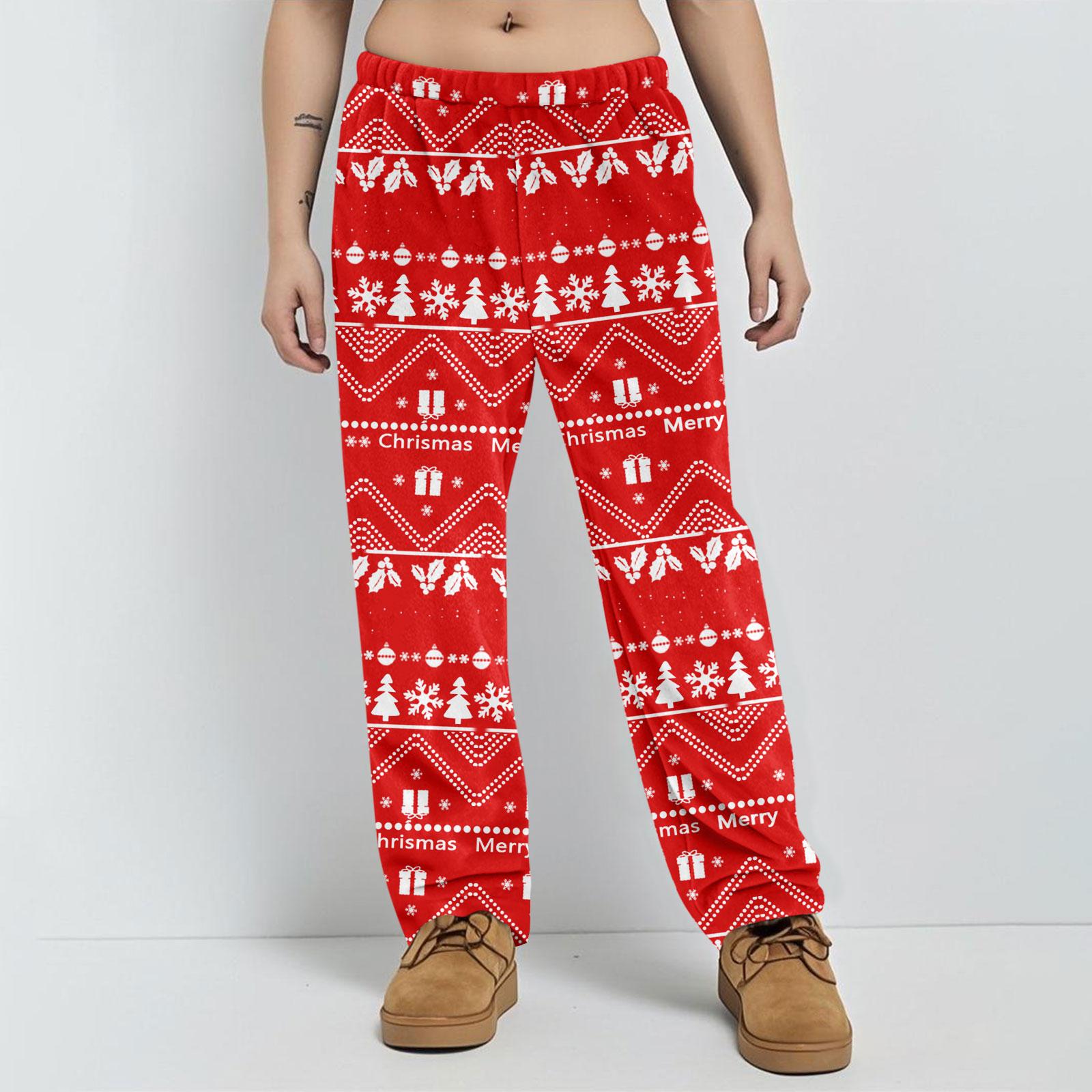 

Пижамные брюки Домашняя одежда Повседневные Брюки на кулиске с эластичной талией Удобные Прямые Брюки для йоги Свободные XL красный