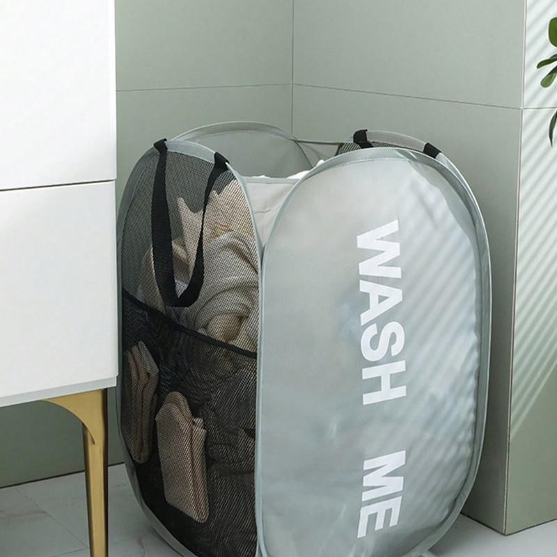Mesh Laundry Hamper Grey Closet Organizer Bedroom School Dorm Essentials Clothes Organizer College Storage Organization Storage Bag Organizer