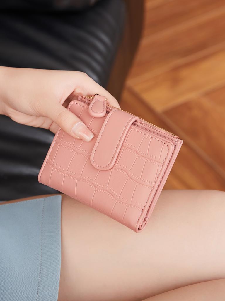 New Minimalist Women's Wallet  High-quality PU Leather Short Coin Wallet  Fashionable Double Fold Women's Zero Wallet Holder