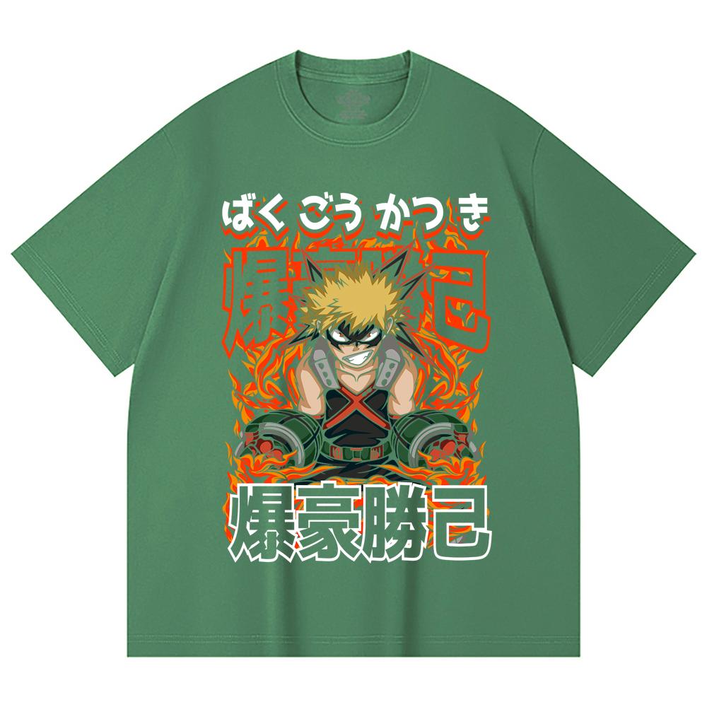230 Gsm 100% Cotton My Hero Academia V13 Bakugo Print Unisex Heavy Cotton T Shirt