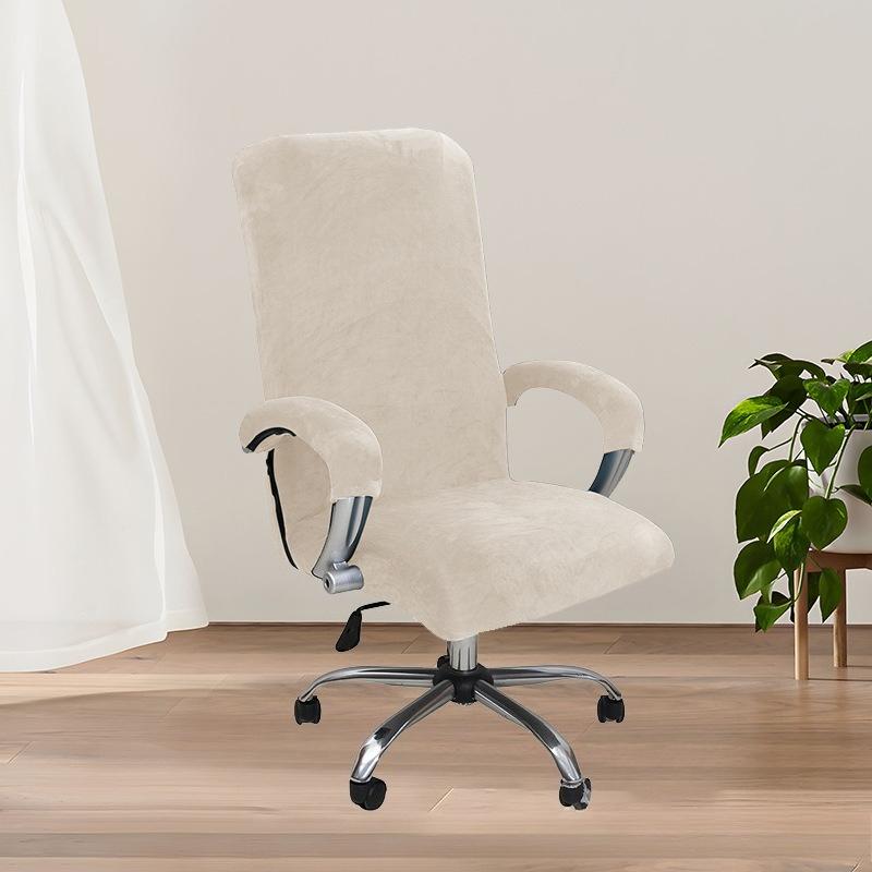 Solid Color Spandex Armchair Slipcover Removable L/XL Size Velvet Plush Stretch Computer Office Chair Cover with Armrest Cover
