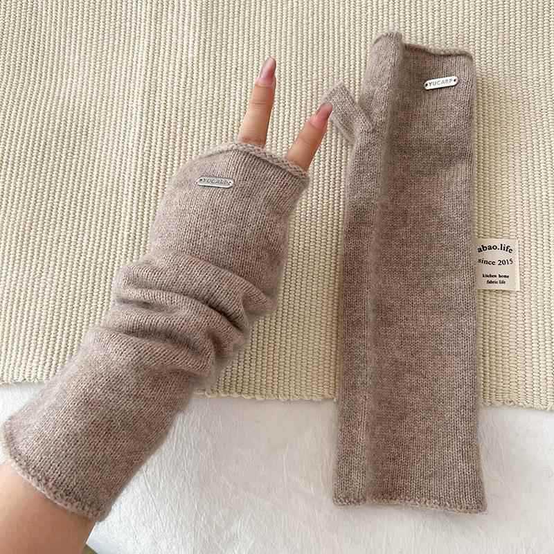 Knitted Long Fingerless Gloves for Women Warm for Autumn and Winter  Cloud Like Soft Texture  Raccoon Fleece  Fingerless Pile Sleeves