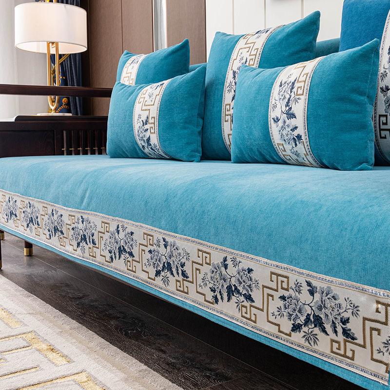 

Подушка для дивана Four Seasons, универсальный светильник, роскошный китайский синель, нескользящие подушки для сидения, кожаный деревянный чехол для дивана, полное покрытие, тканевый чехол 90*240